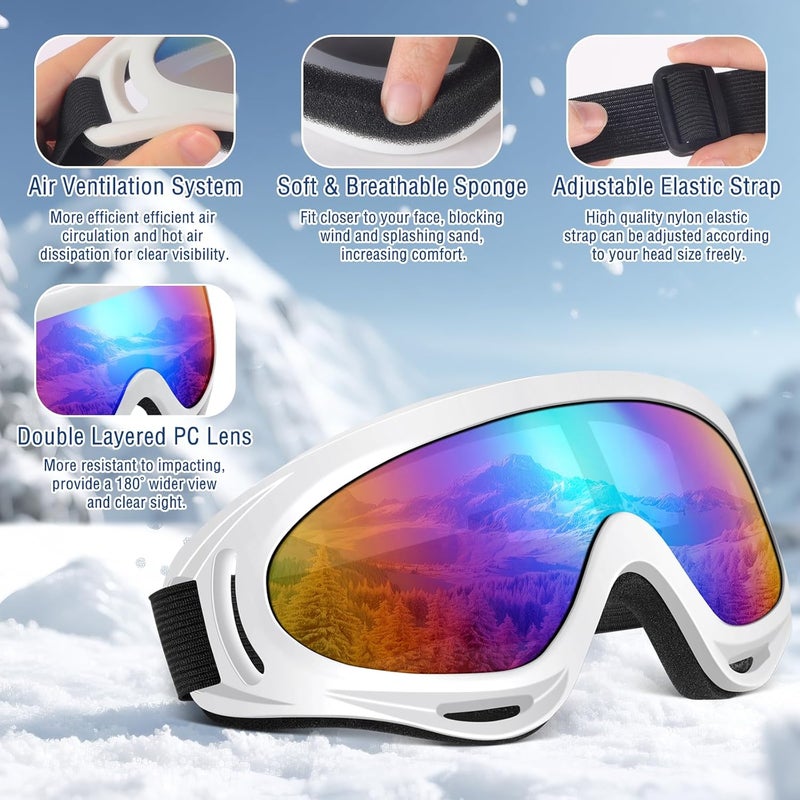 OXG Store 2 Pack Snowboard Ski Goggles, UV Protection Winter Snow Sports Goggles for Kids Teens Adult - Image 4